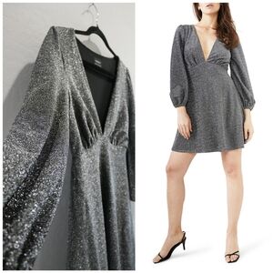 Bardot Shimmering Black Long Sleeve Dress